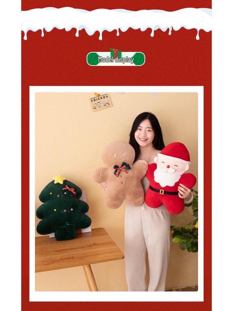 Christmas Holiday Throw Pillow: Tree, Gingerbread, Santa Claus Design for Sofa, Living Room, Cushion, Bed, Backrest, Ornament