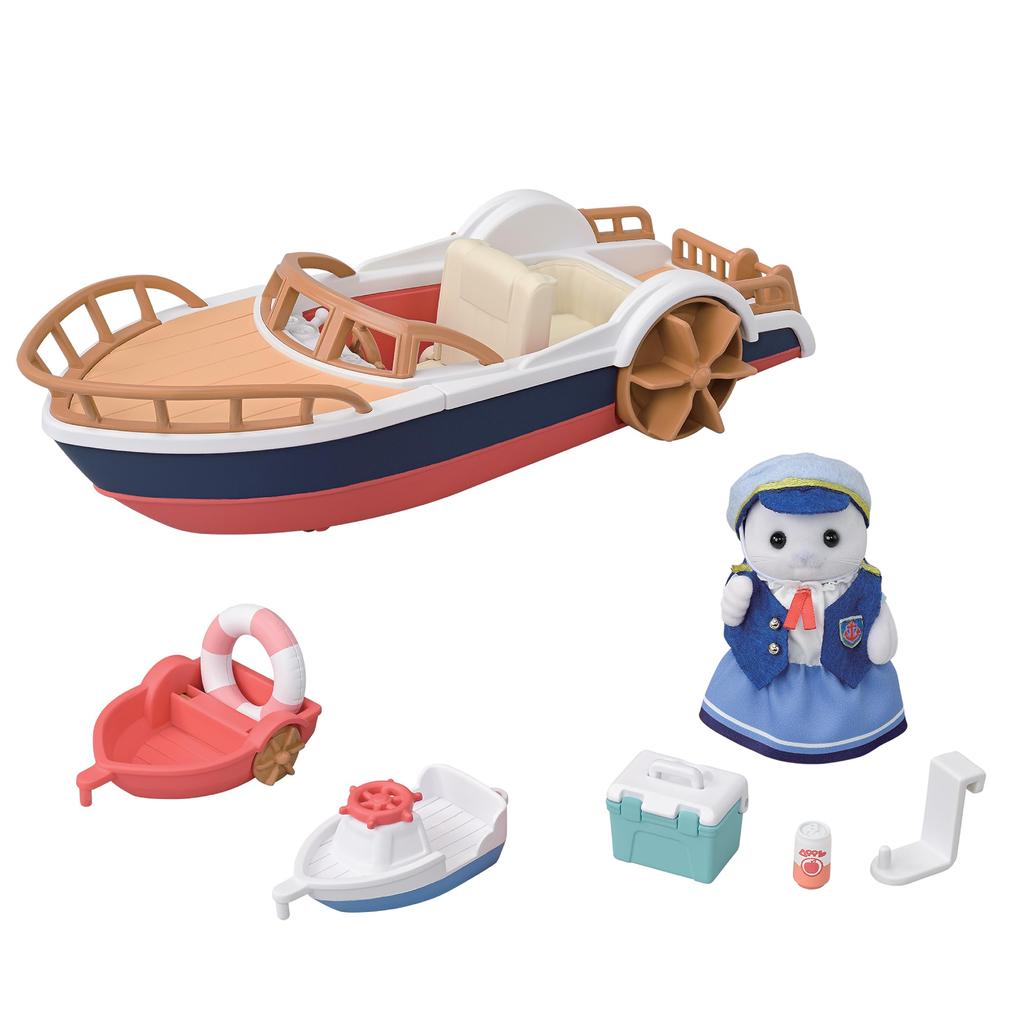 Sylvanian Families Vehicles [Captain Seal's Exciting Boat Set] V-08 ST Mark Certified, Ages 3 and Up, Toy Dollhouse, Sylvanian Families, Epoch
