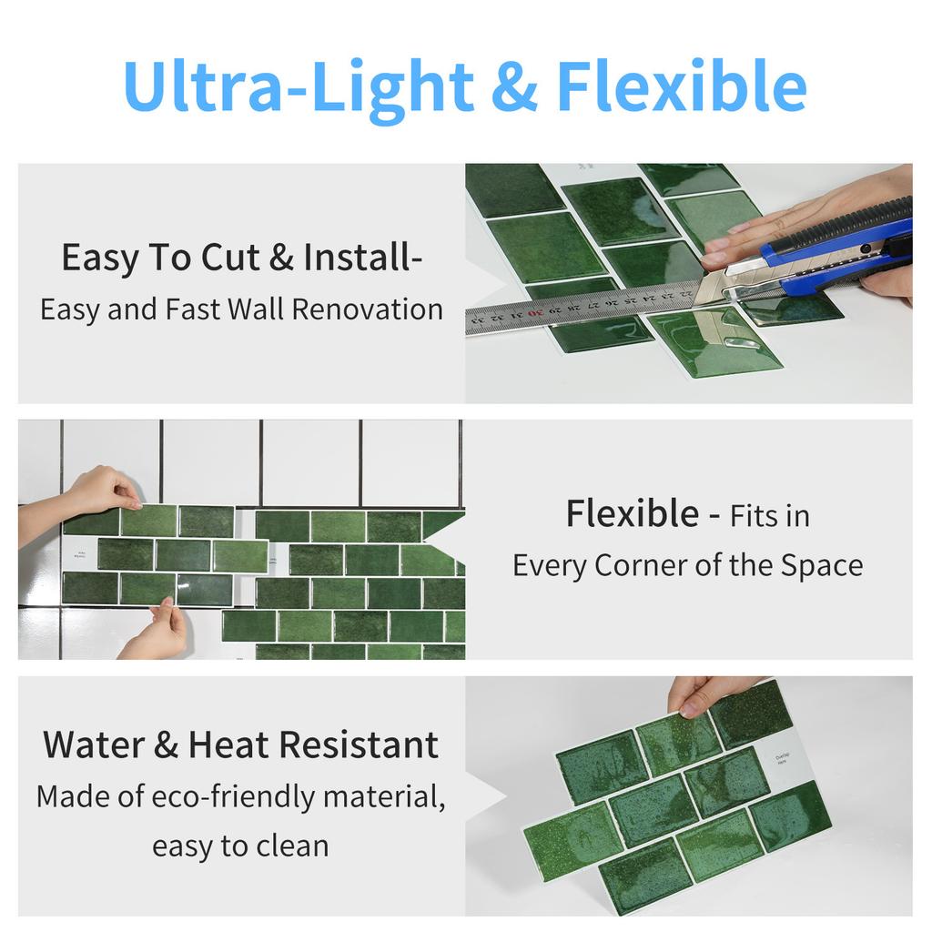 Crystal PU Epoxy Tile Sticker Marble Waterproof Self-Adhesive Wall Sticker 3D Three-dimensional Kitchen Decoration