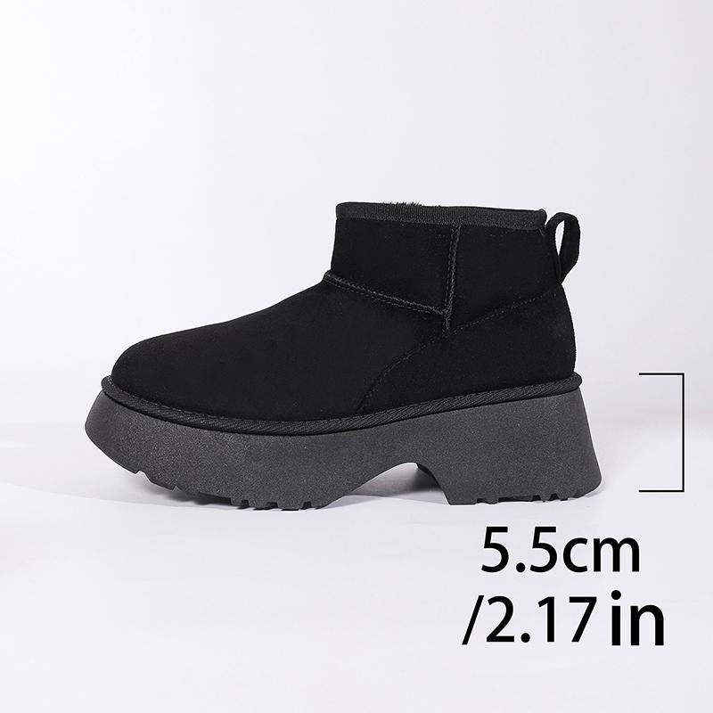 

Fashion Winter Thicken Plush Snow Boots for Women Faux Suede Thick Sole Chunky Platform Ankle Boots Warm Comfort Non Slip Cotton Boots 36 чёрный