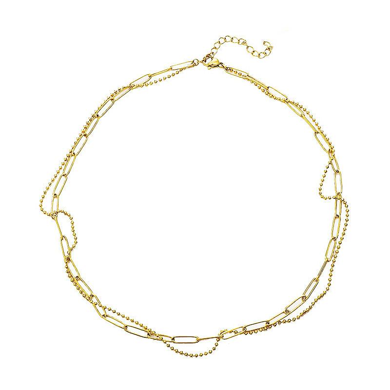 Fashion Personalized Geometric Bead Chain Collarbone Chain Female, Simple Stacking and Exquisite Paperclip Necklace