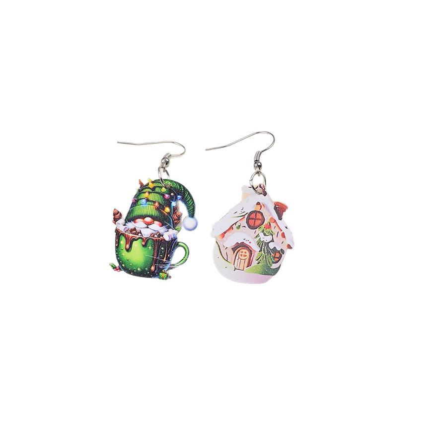 Winter Wonderland Christmas Earrings: Snowman, Colorful Gradient Snowflake, Reindeer, and Gnome Designs