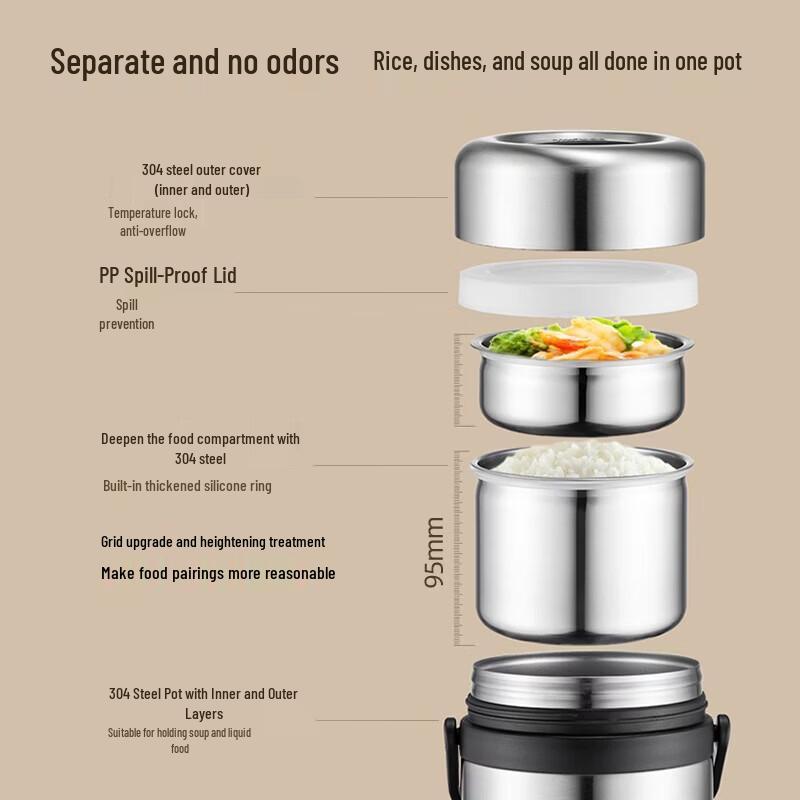 TAFUCO 304 Stainless Steel Insulated Lunch Container 2.3L