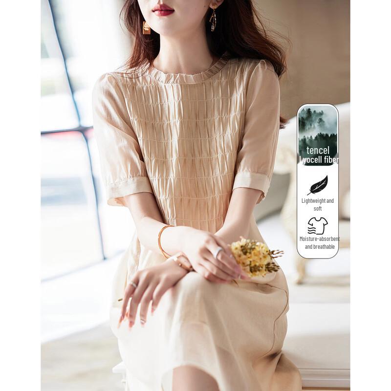 Dermana Women s Tencel A-line Ruffle Midi Dress L