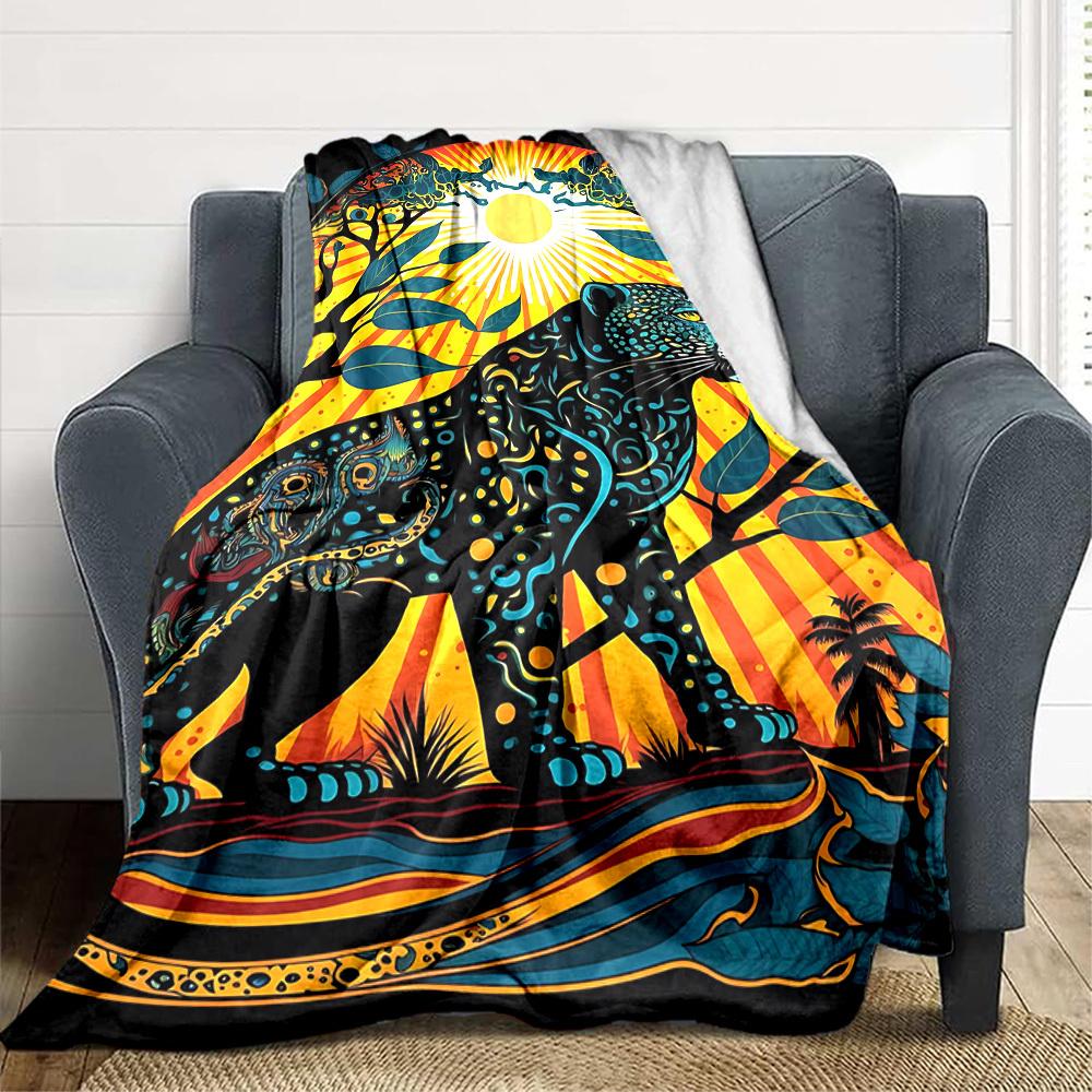 

1pc Jungle Safari Print Blanket Lightweight Blanket Throw Blanket For Sofa, Bed, Travel, Camping, Livingroom, Office, Couch, Chair yy251010094 100x150cm