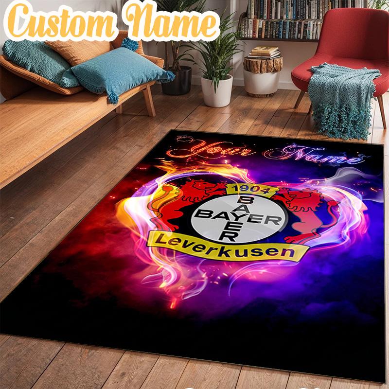 Custom Name Bayer Leverkusen Crest Rug Office Rug Chair Mat Non Slip Carpet Rugs for Bedrooms Dining Room Living Room Home Decor Gifts