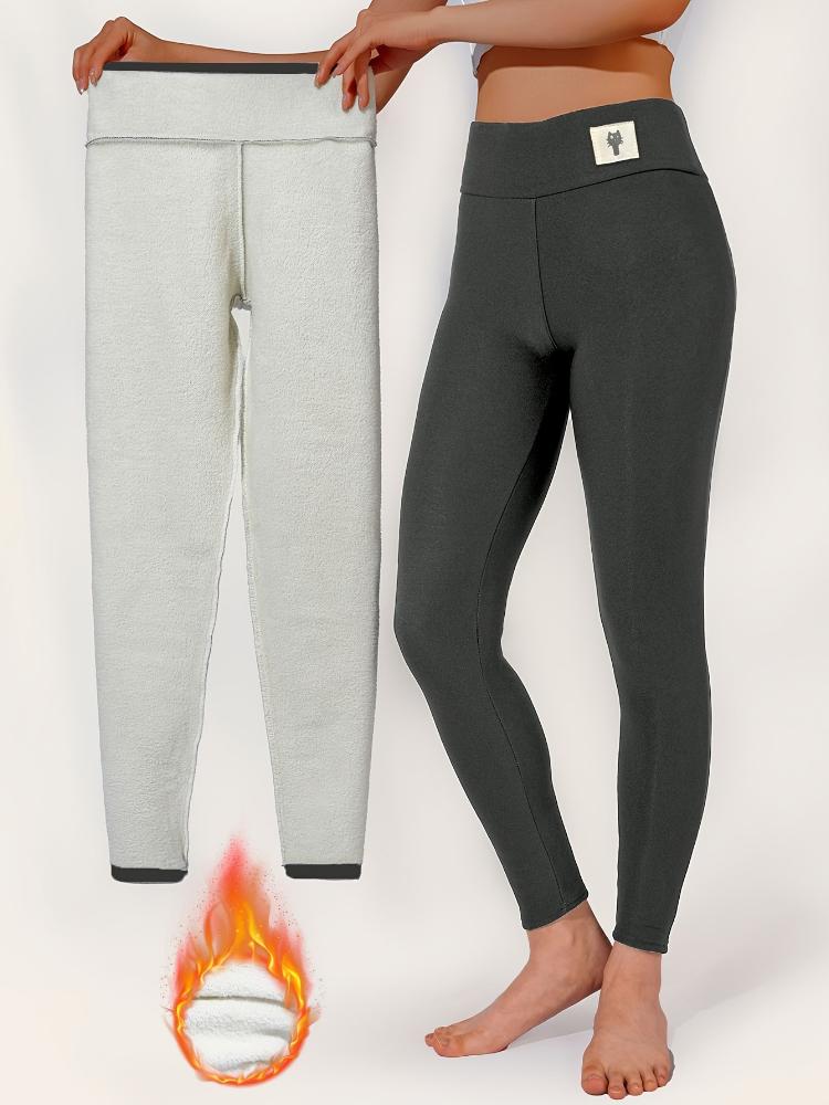 Hochtaillierte bestickte Katze Fleece Skinny Hose für Damen, Herbst- und Winter-Lauf- und Rad-Leggings, Yogahose