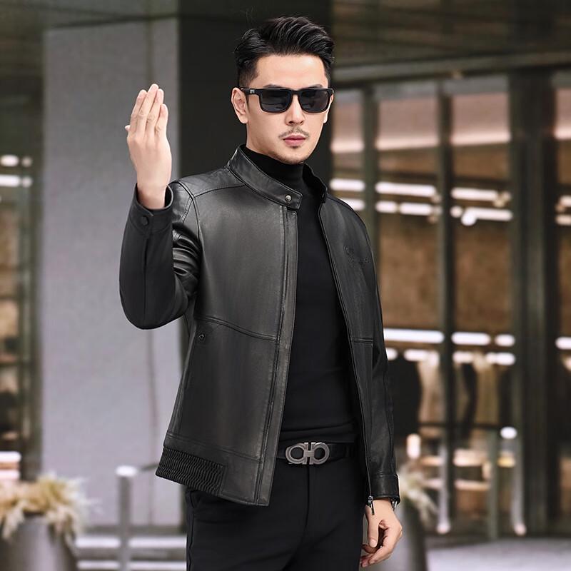 KAISER Men's Genuine Leather Stand Collar Jacket