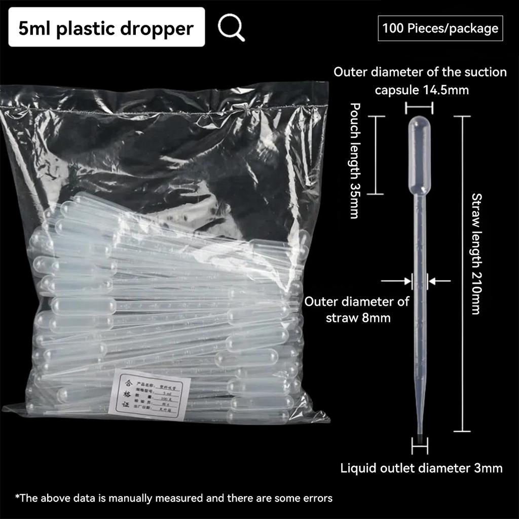 1ml 2ml 3ml 5ml 100Pcs/Lot Laboratory Pipette Plastic Disposable Graduated Container Liquid Dropper Equipment Straw Makeup Tools