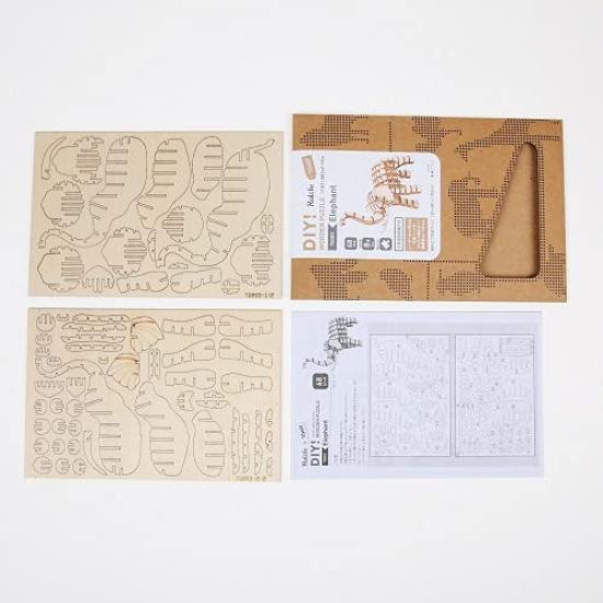 Tsukurun 3D Wood Puzzle TG203 Elephant Instructions Desu® (Japanese Included)