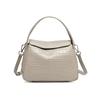 Burminsa Crocodile Pattern Genuine Leather Tote Handbag for Women Luxury Designer Top Flap Shoulder Crossbody Bag