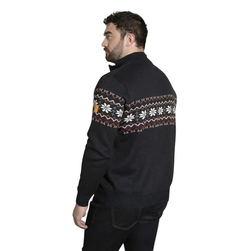 Duke Mens D555 Edinson Fair Isle Quarter Zip Kingsize Sweatshirt