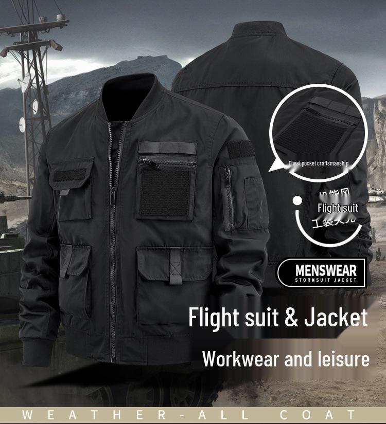 Herren Mehrzwecktaschen Wasserdichte Outdoorjacke - Bergsteigerstil, Frühjahrs-/Herbst-Camping-Oberbekleidung