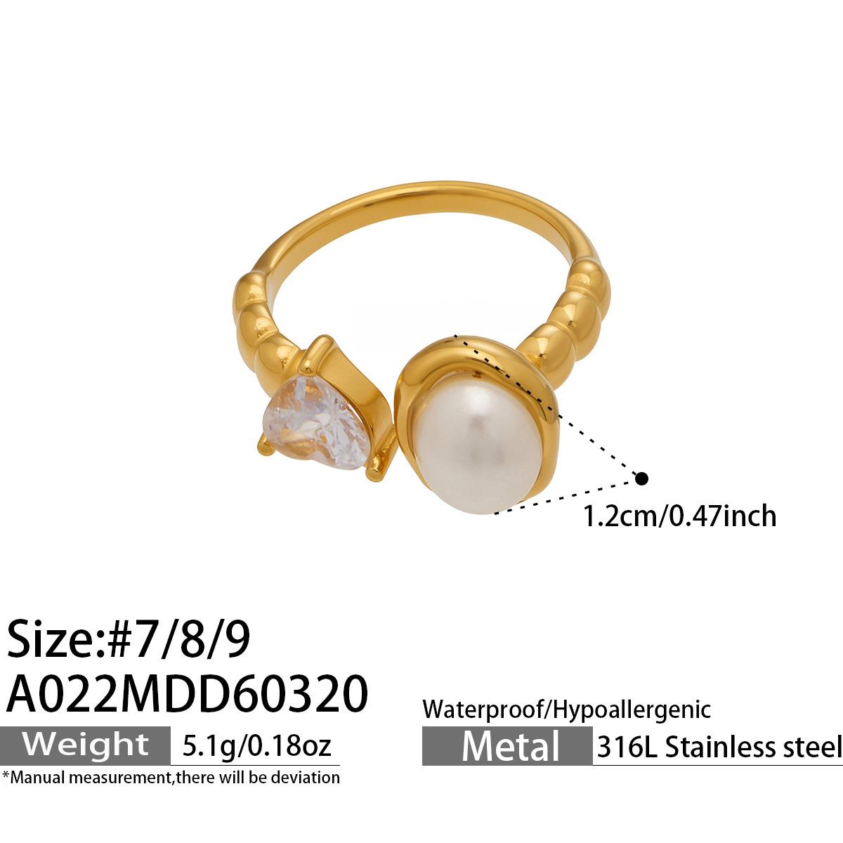 

Vintage Handmade Pearl Ring for Women 18k Gold Plated With Shell Beads Stainless Steel Ring Statement Cocktail Rings 6