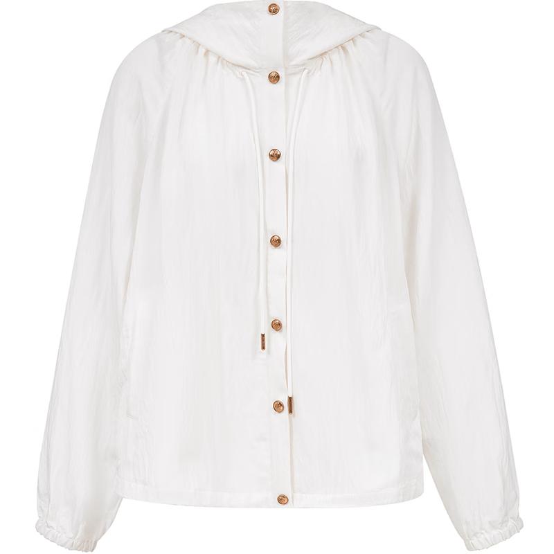 VEROMODA 2025 Summer Drawstring Hooded Textured Casual Jacket