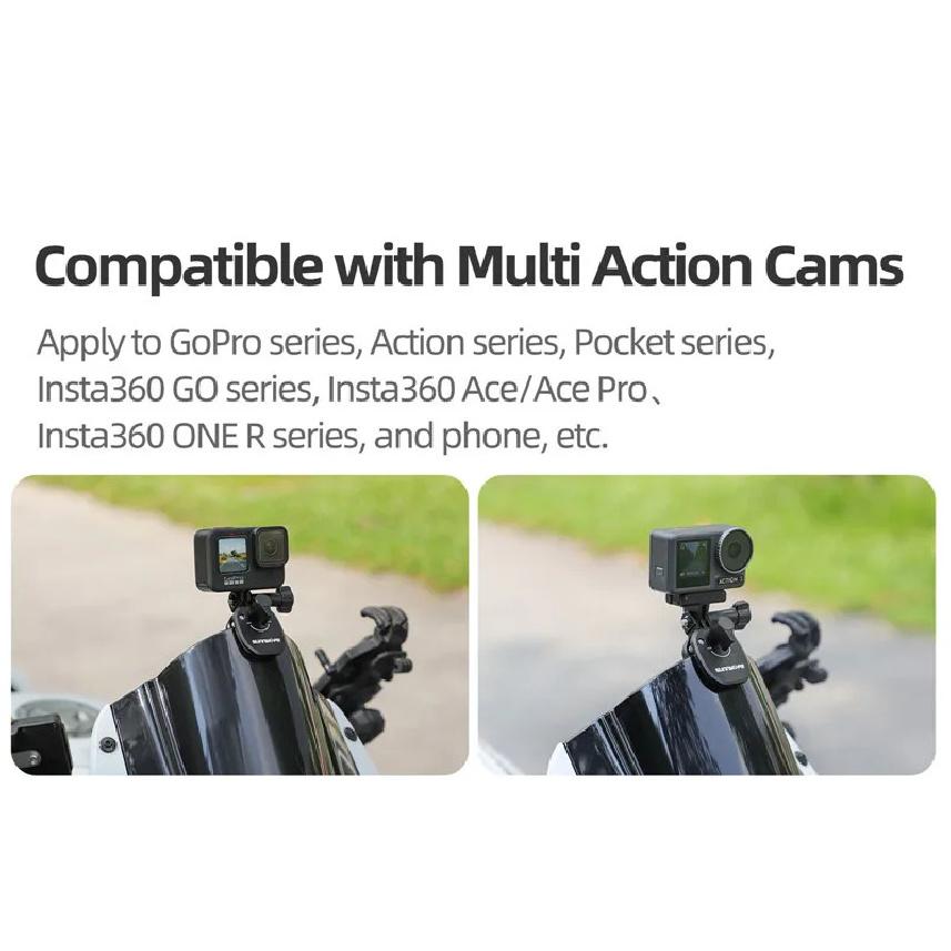 Motorcycle Windshield Clip Mount for Go Pro 13 12 11 10 9 8 7 DJI OSMO 360 Action 4 5 Pro Insta 360 X5 X4 Go 3S ACE Pro 2 Camera