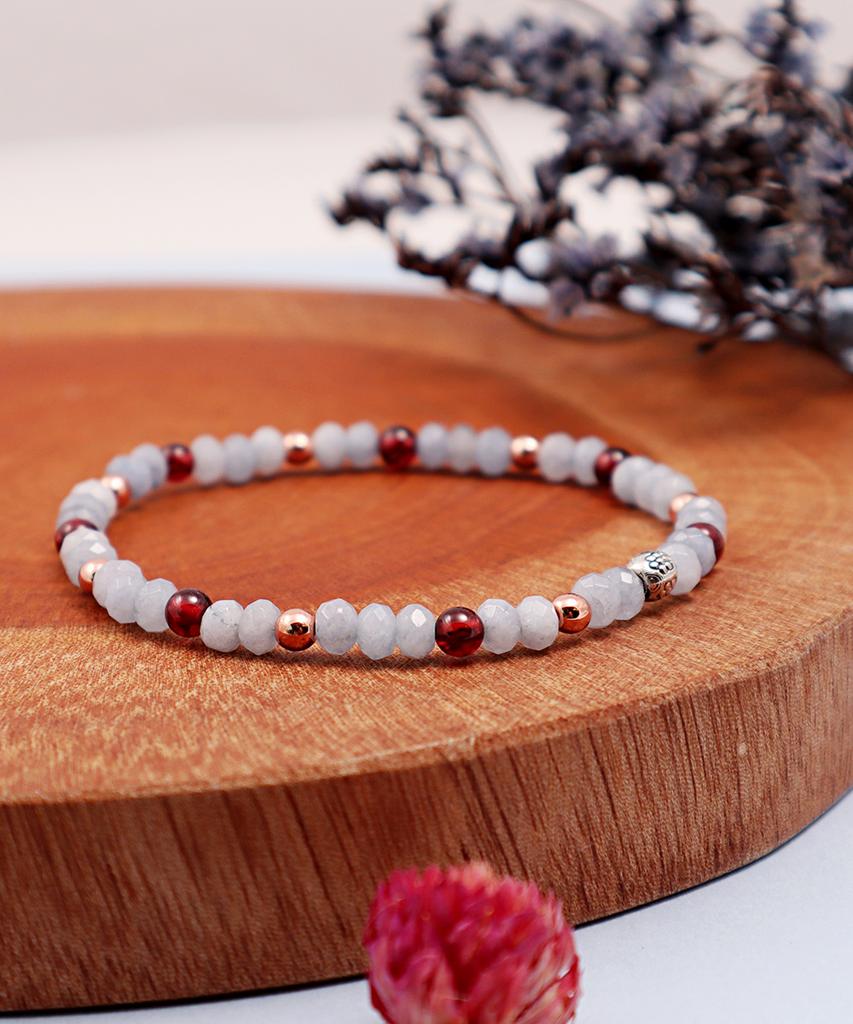 Polalita Sky Blue Beads Rose Gold Point Bracelet (Plt-Br-074_Gn)