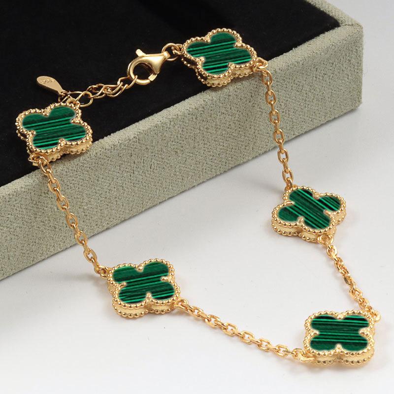 

Браслет «Счастливый пятицветный четырехлистный клевер» для мужчин и женщин, 18K, агат, перламутр, Seiko, высококачественный браслет