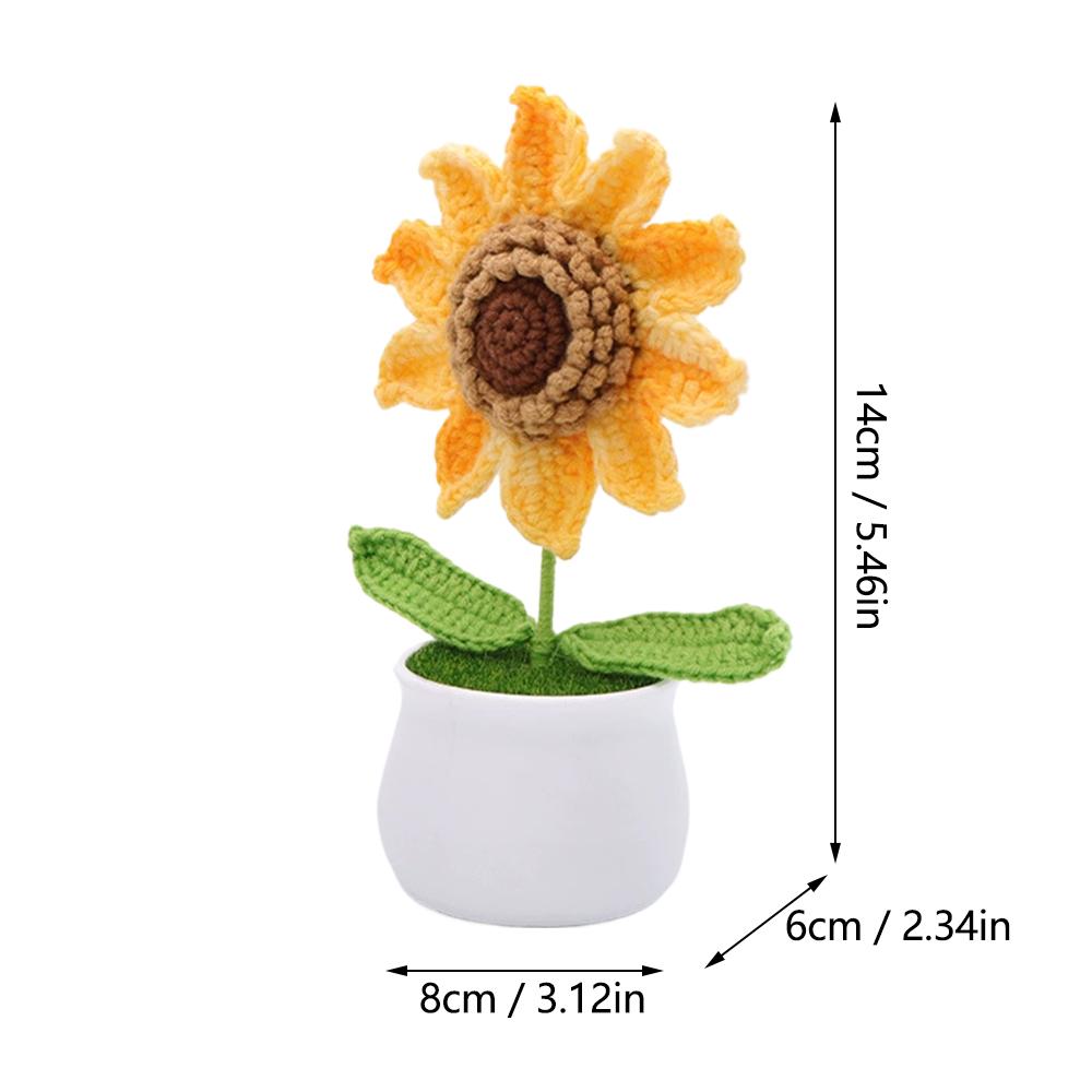 Gay Pride Handmade Knitted Flower Pot Red Heart Shaped Knit Imitation Potted Plant For Mother‘s Day Girls Gifts Home Desktop