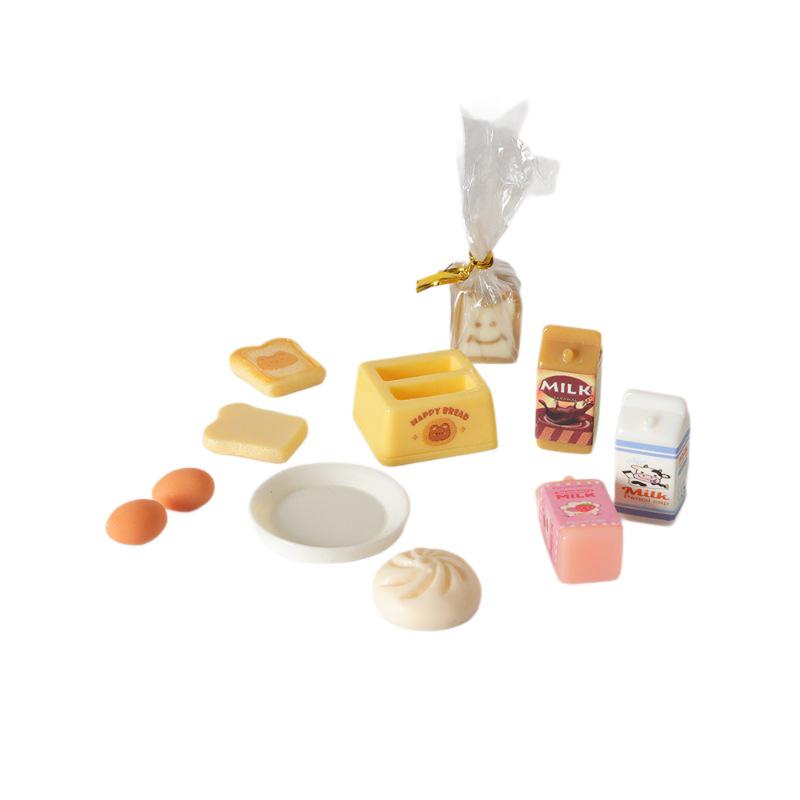 Miniature Dollhouse Breakfast Set: Toaster & Milk Kitchen Accessories Toy