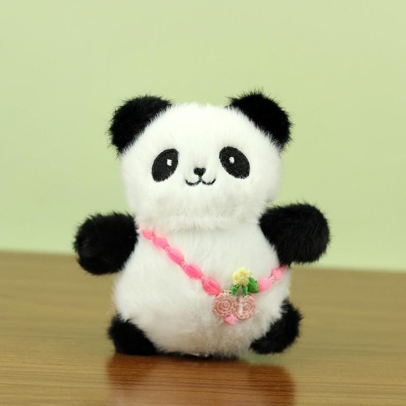 

Plush Panda Adorable Keychain Doll For Couples With Colorful Floral Accents 12cm Rose