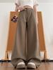 Women's French Style High-Waisted Wide-Leg Suit Pants - Spring/Summer Draping Straight-Leg, Slim Fit, Casual Long Pants