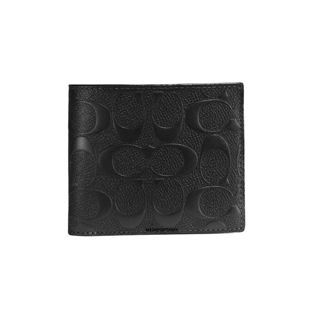 Coach Men's 3-in-One Bifold Wallet with Embossed Signature Card Case, R957 Black, Outlet