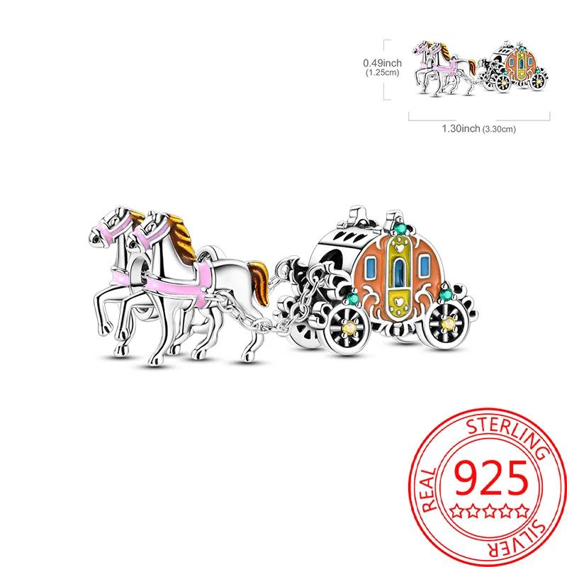 New Charms Copper Riding Horse Pumpkin Carriage Beads Magic Heart Charms Fit Original Bracelets Diy Fine Gifts For Women