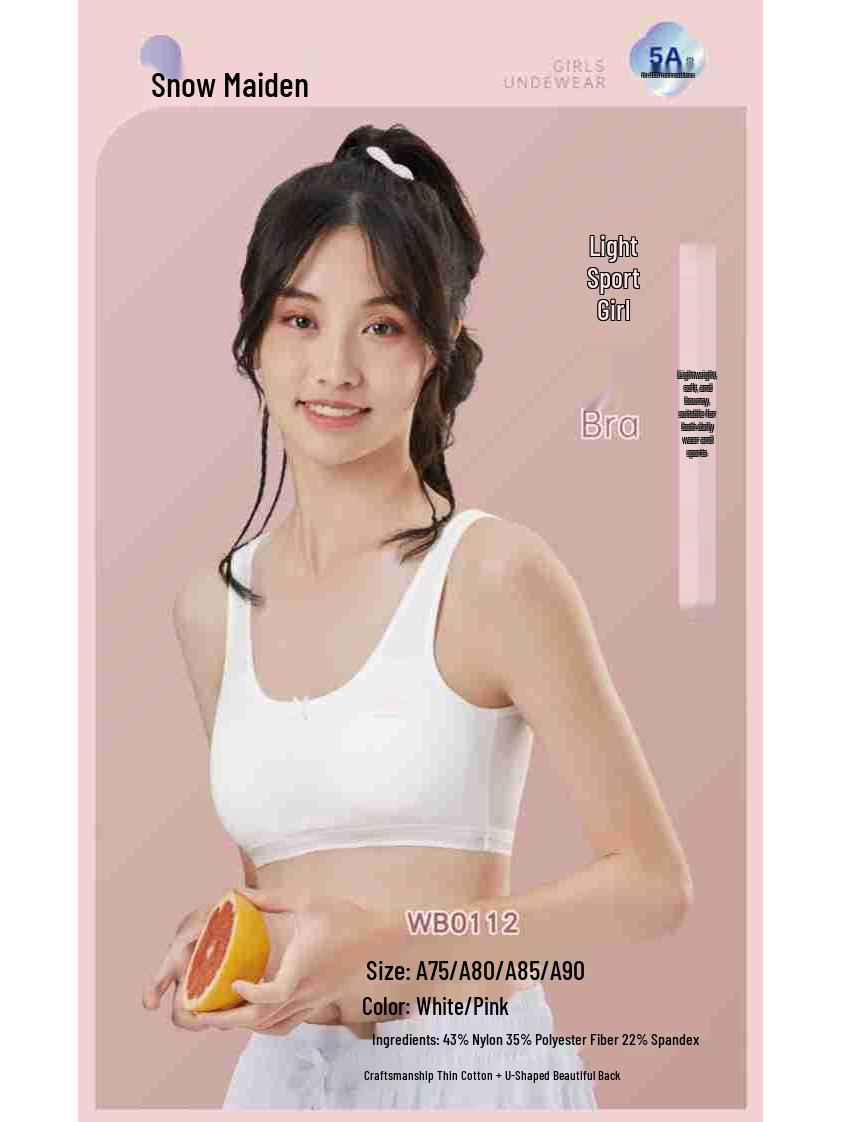 Girls  Seamless Sports Bra - Cotton Vest for Primary & Middle School Random Color Single Packed Bra