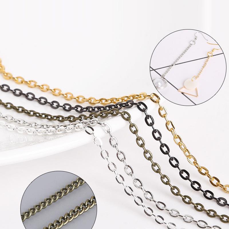 5M/rull Langt Metall Åpen Link Kjede Halskjede Gull Sølv Kobber Bronse Tilbehør til å lage smykker