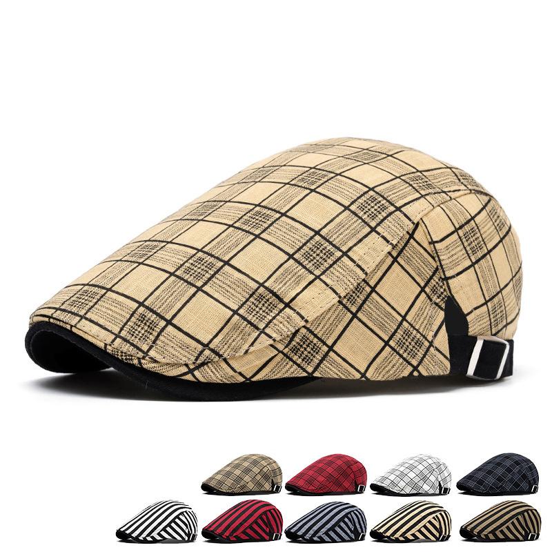 Cappelli da uomo e da donna a quadri forward per primavera ed estate, cappelli sportivi e casual a visiera, baschi personalizzati regolabili