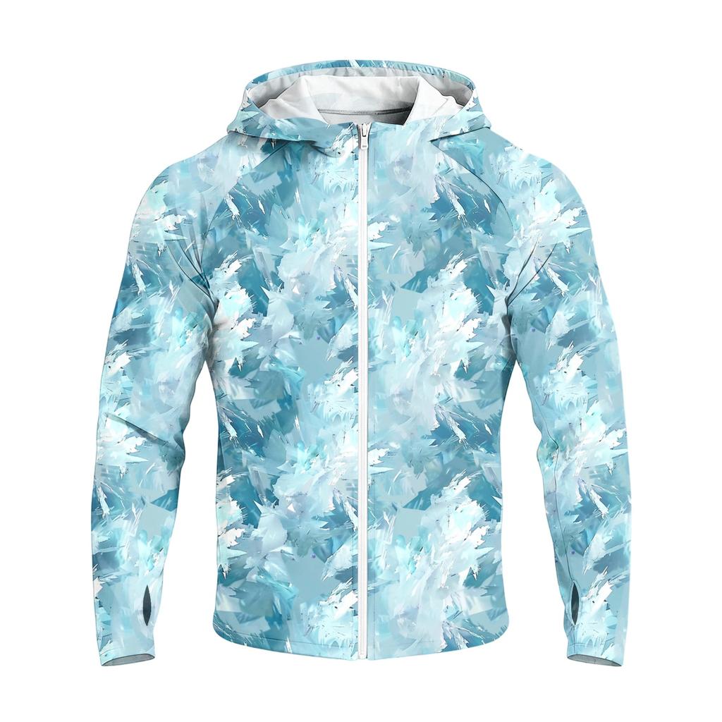 Men's Casual Raglan Sleeve Hoodie Long Sleeve Sun Protection Jacket Lightweight Breathable Outdoor Sports Windbreaker with Full Zip and Thumb Holes