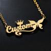 Stainless Steel Cut-out Name Necklace, Fashionable Butterfly Crown Letter Necklace, Popular Item