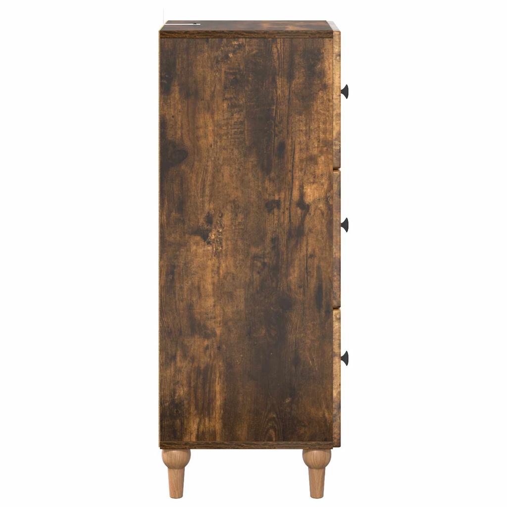 Vintage Style Drawer Cabinet Smoked Oak Finish 33 x 34.5 x 90 cm