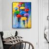 Abstract Colorful Umbrella Landscape In The Rain Poster Canvas Oil Painting Wall Art For Modern Living Room Home Decor Cuadros