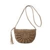 Half-round Straw Weave Bag Handmade Women's Crossbody Bag Trendy Woven Shoulder Bag  Beach