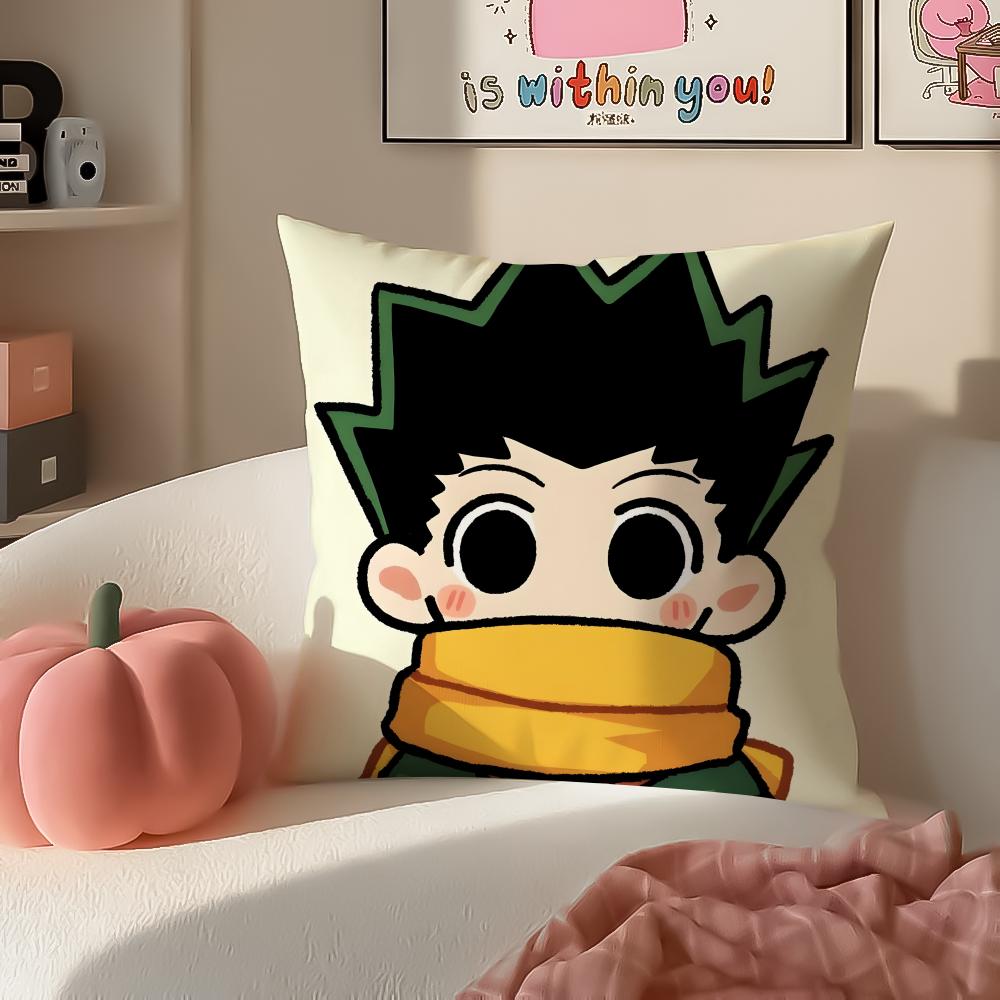 Anime HHunter x cute cartoon Cushion Cover Pillowcase Short Plush Invisible zipper Room Sofa Cushion Cover
