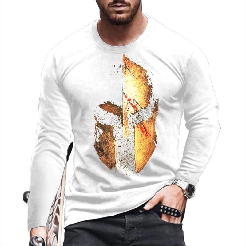Men Spring Autumn T Shirt Round Neck Long Sleeves Top Men's Sport Wear Plus Size Vintage 3d Print Pullover