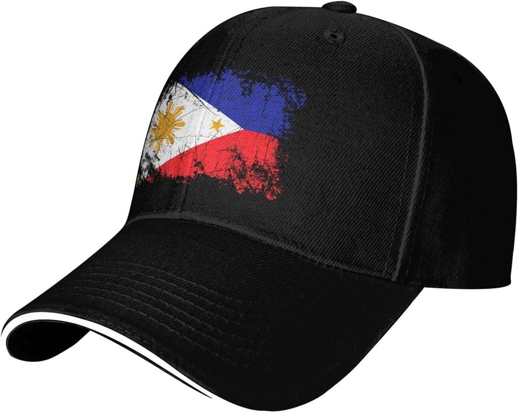 Boné de Beisebol Bandeira das Filipinas Desgastada Poliéster Casual Ajustável Proteção Solar Chapéu Esportivo