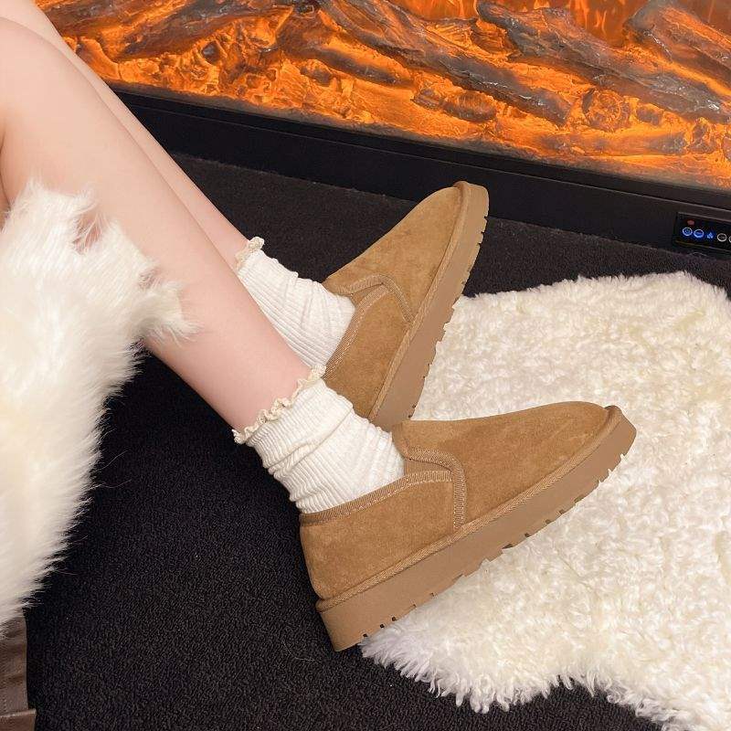 

Winter one-pedal cotton shoes Korean version velvet warm bread shoes couple short boots low-top men s and women s snow cotton boots 44
