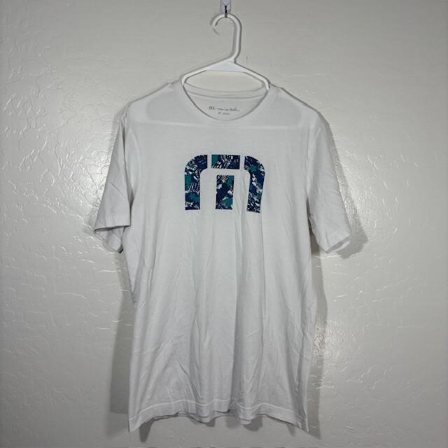Travis Mathew T Shirt Mens Medium Graphic Logo Pima Cotton White Crew S