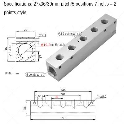 Luchtverdeler 1/2" 1/4" Pneumatische Snelkoppeling Slang Aluminium Blok Splitter 2 3 4 5 6 7 8 9 10 Weg