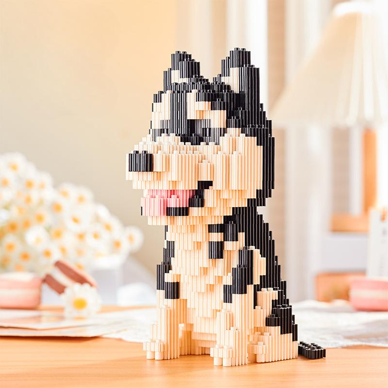 Linkgo Verbindung Bausteine Collie Husky Bulldog Corgi Schnauzer 3D Modell Tier Hund Mini Ziegel Figur Spielzeug Für Kind Geschenk