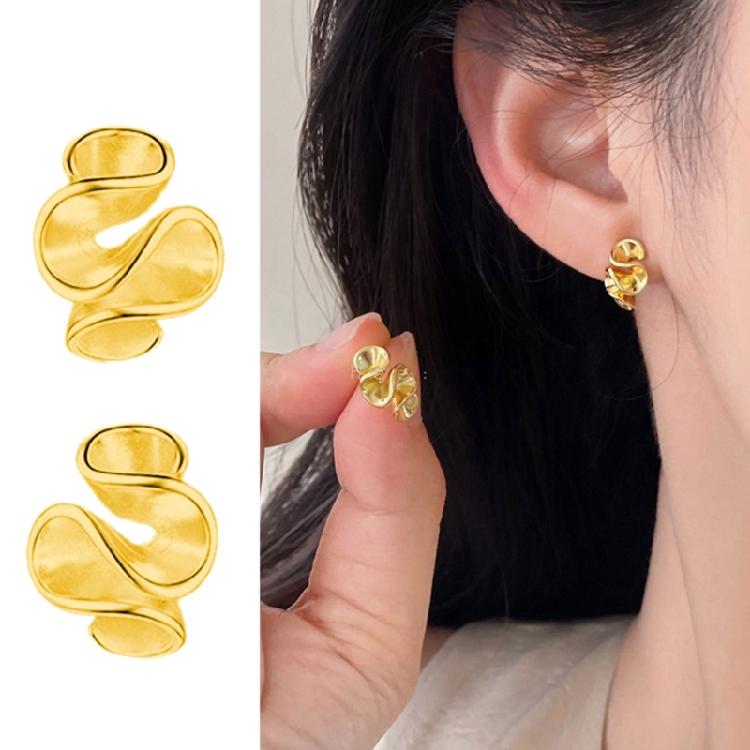 Flower Shape Copper Studs Earrings Smooth Surfaces Unique Accessory Casual Formal Earrings Suitable for Fashion Women