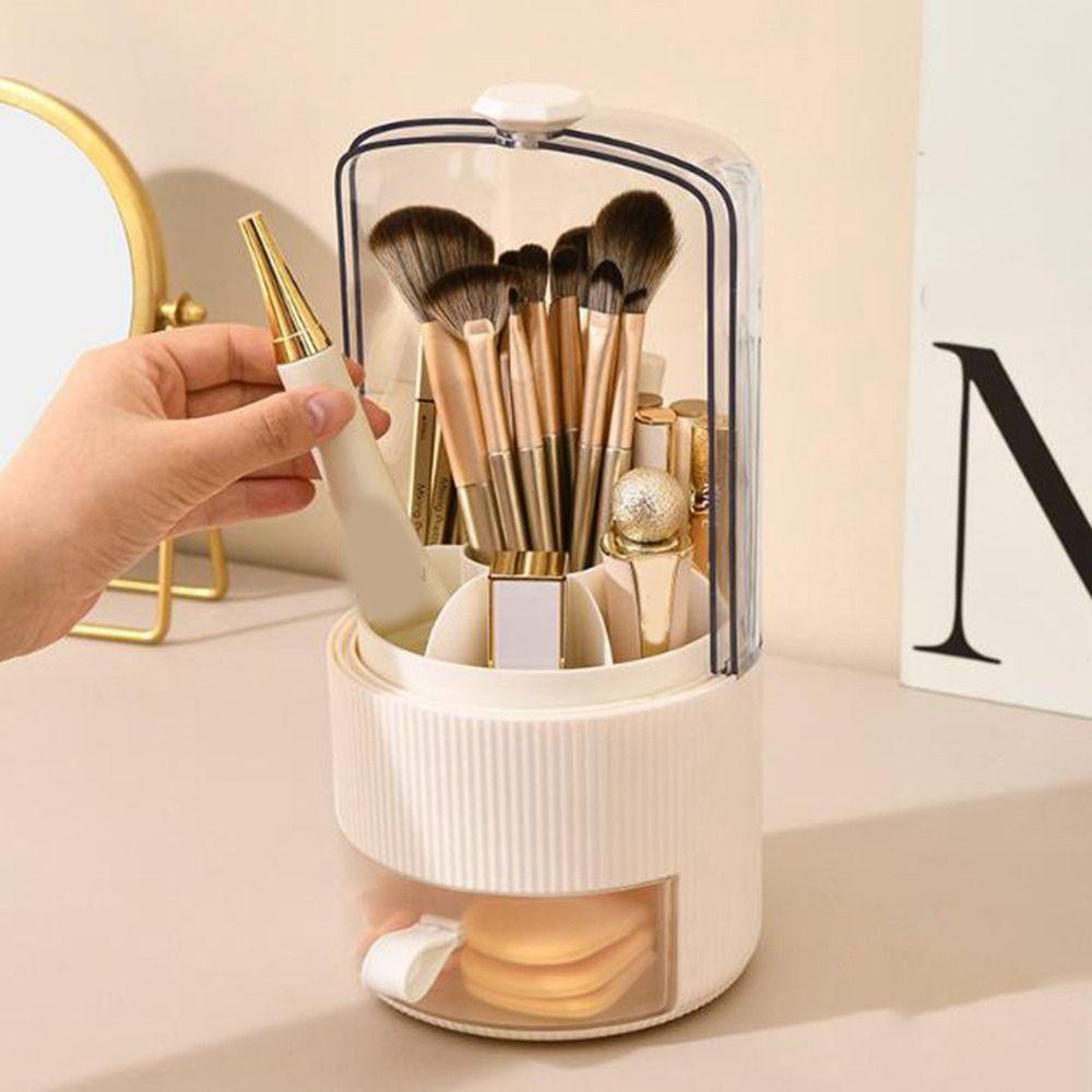 Plastic Makeup Brush Storage Box Round Lipstick Eyebrow Pencil Holder Bathroom