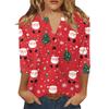 Women's T Shirt Christmas Print Button 3/4 Sleeve Daily Weekend Fashion Basic V- Neck Regular Top