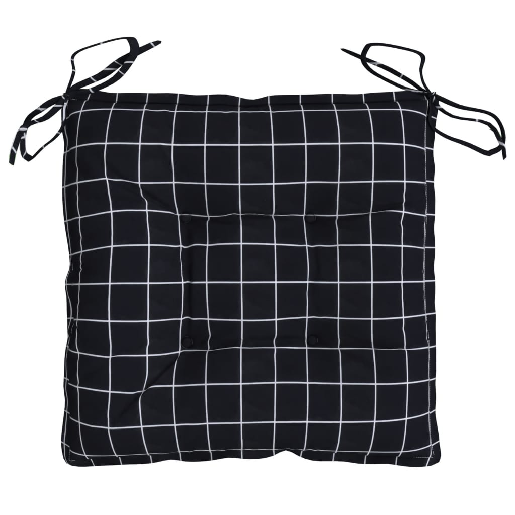 Chair Cushions 6 Pcs Black Checkered Pattern 50x50x7 Cm Oxford Fabric