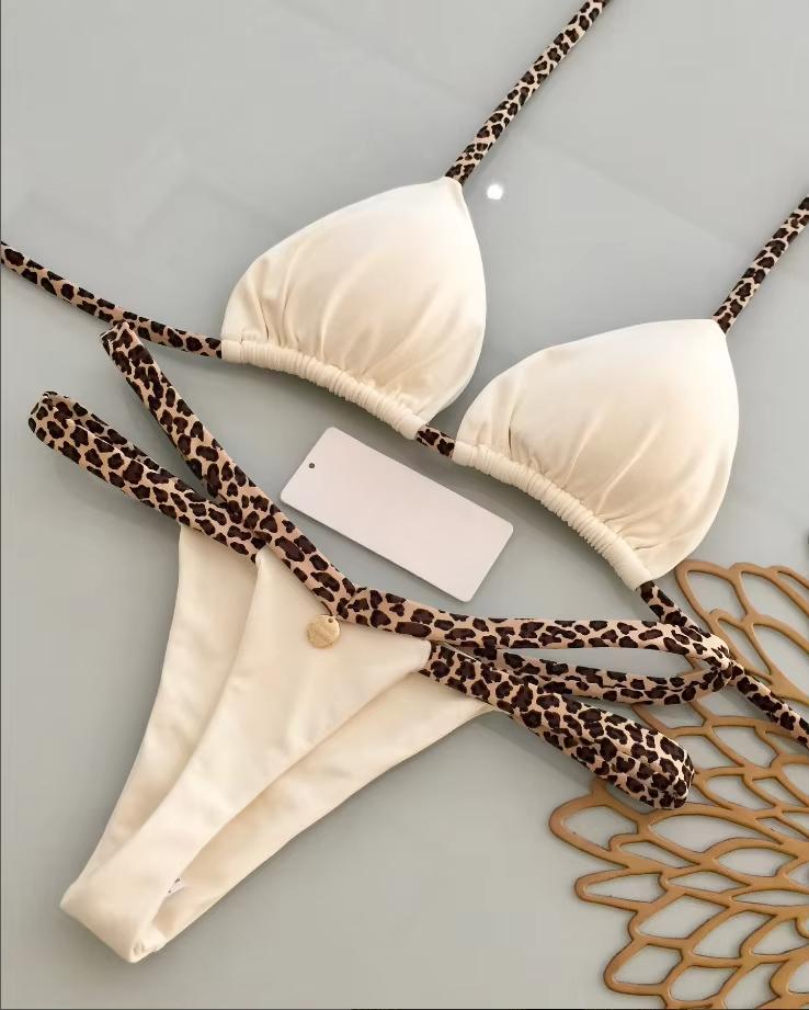 Neuer Bikini Damen Badeanzug Strandurlaub Bademode Leopardenmuster Sexy Bikini Set Strandbekleidung Badeanzug String Badeanzug Biquinis