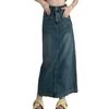 High-Waist Denim A-Line Midi Skirt - Plus Size, Retro, Back Slit, Spring/Autumn 2025