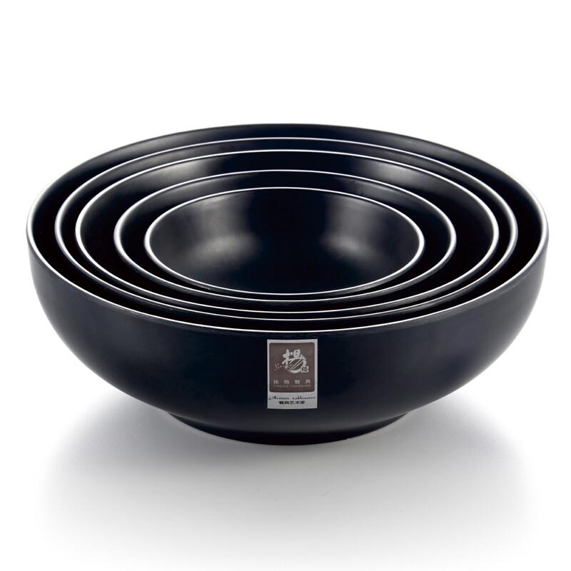 Yangge Korean Style Melamine Rice Bowl - Frosted Black, 5.5-inch